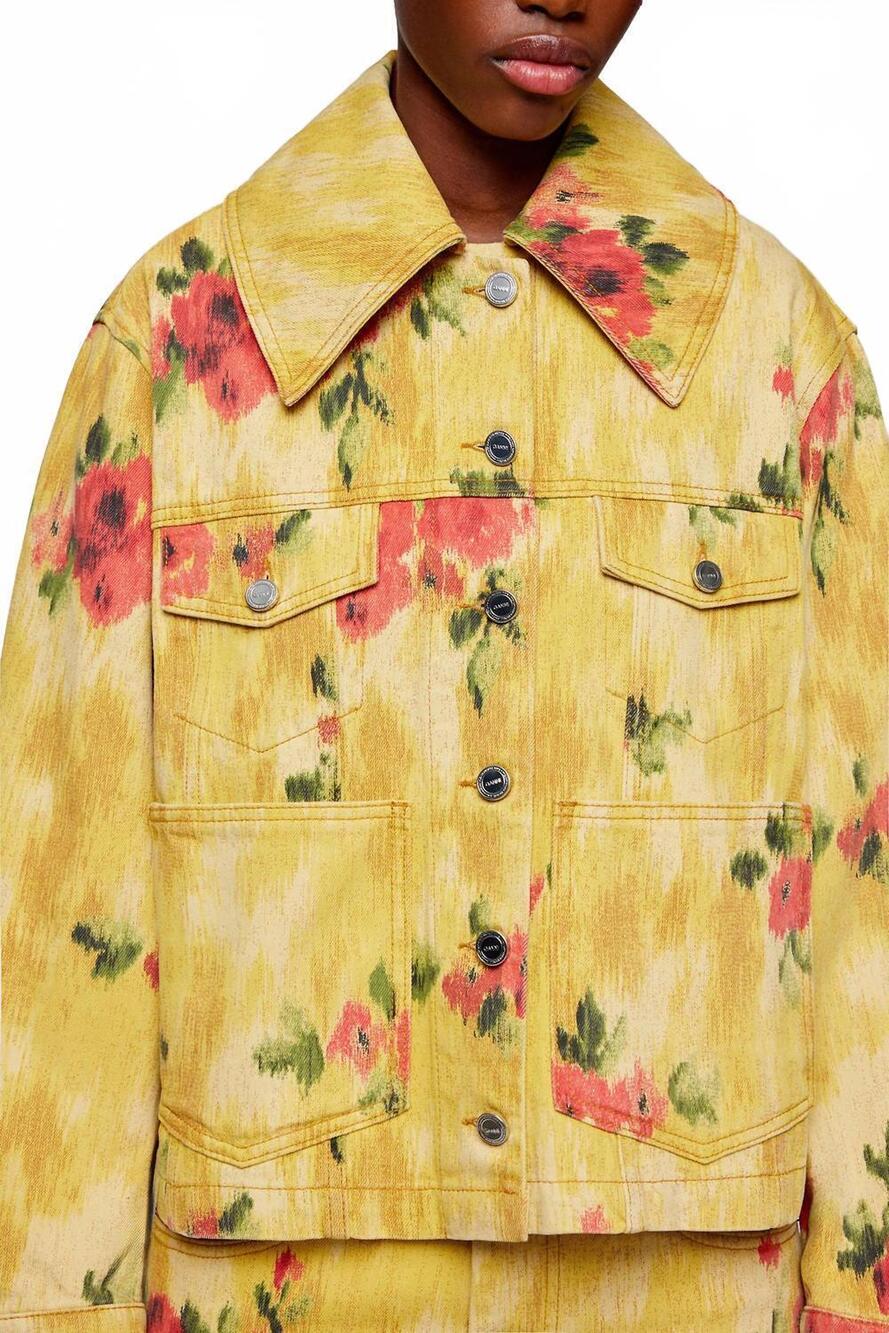 NEW GANNI print denim jacket in vibrant yellow - Picture 4 of 5